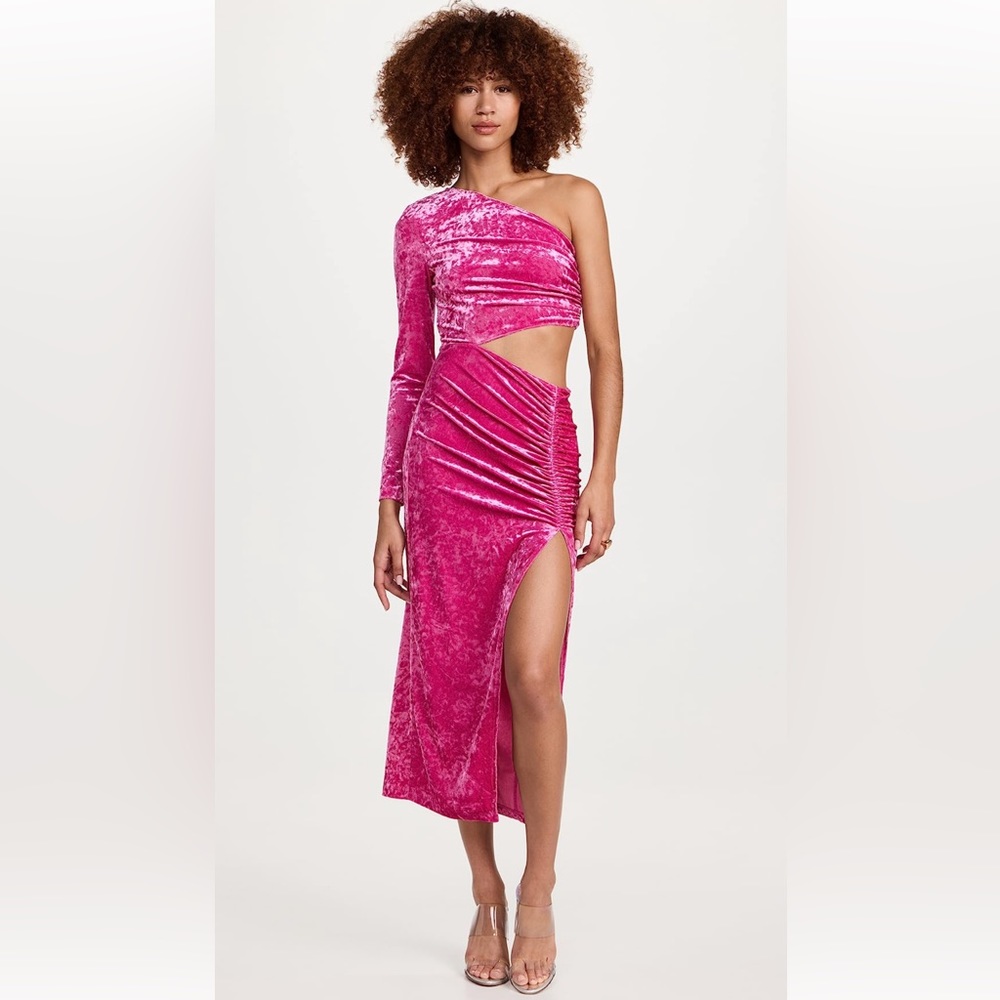 NWT Saylor Niamh One-Shoulder Midi Dress In Pink